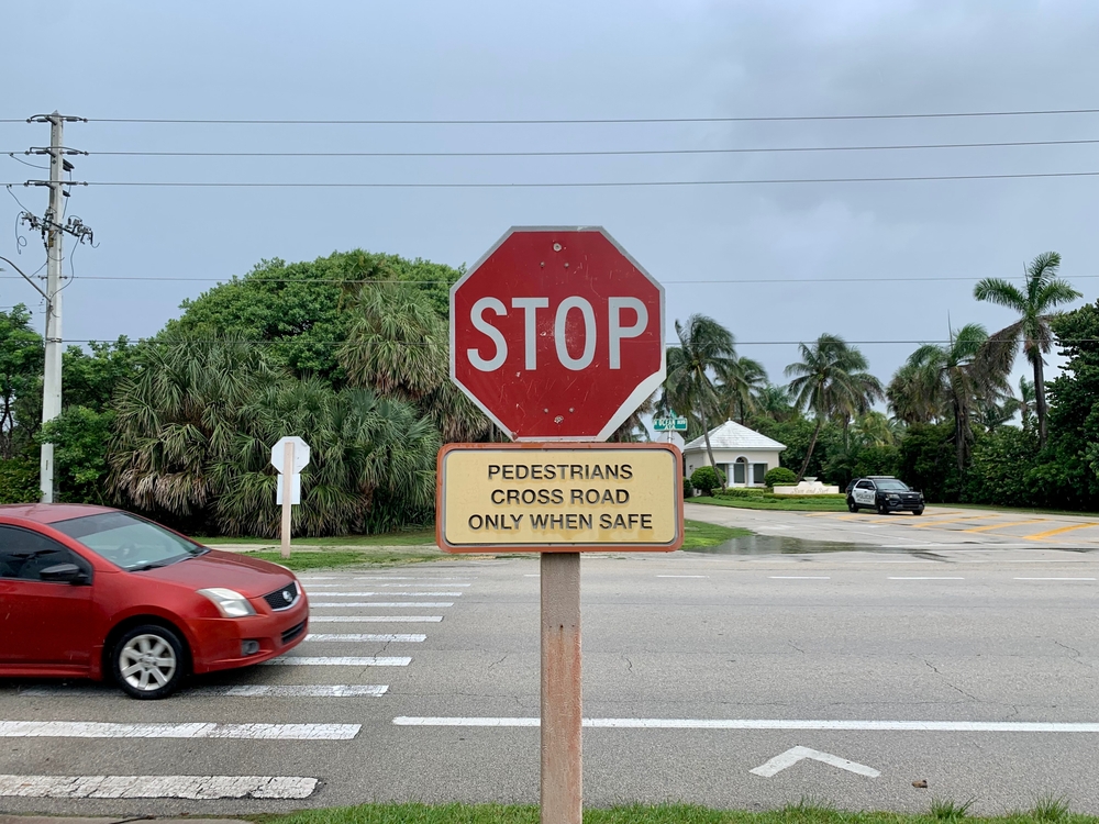 Car blocking pedestrian crossing