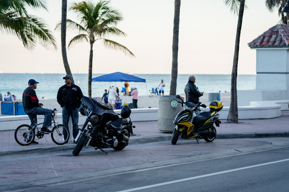 Motorcycles on Florida boardwalk