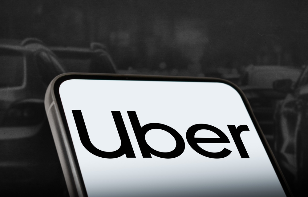 Uber logo featured on cell phone